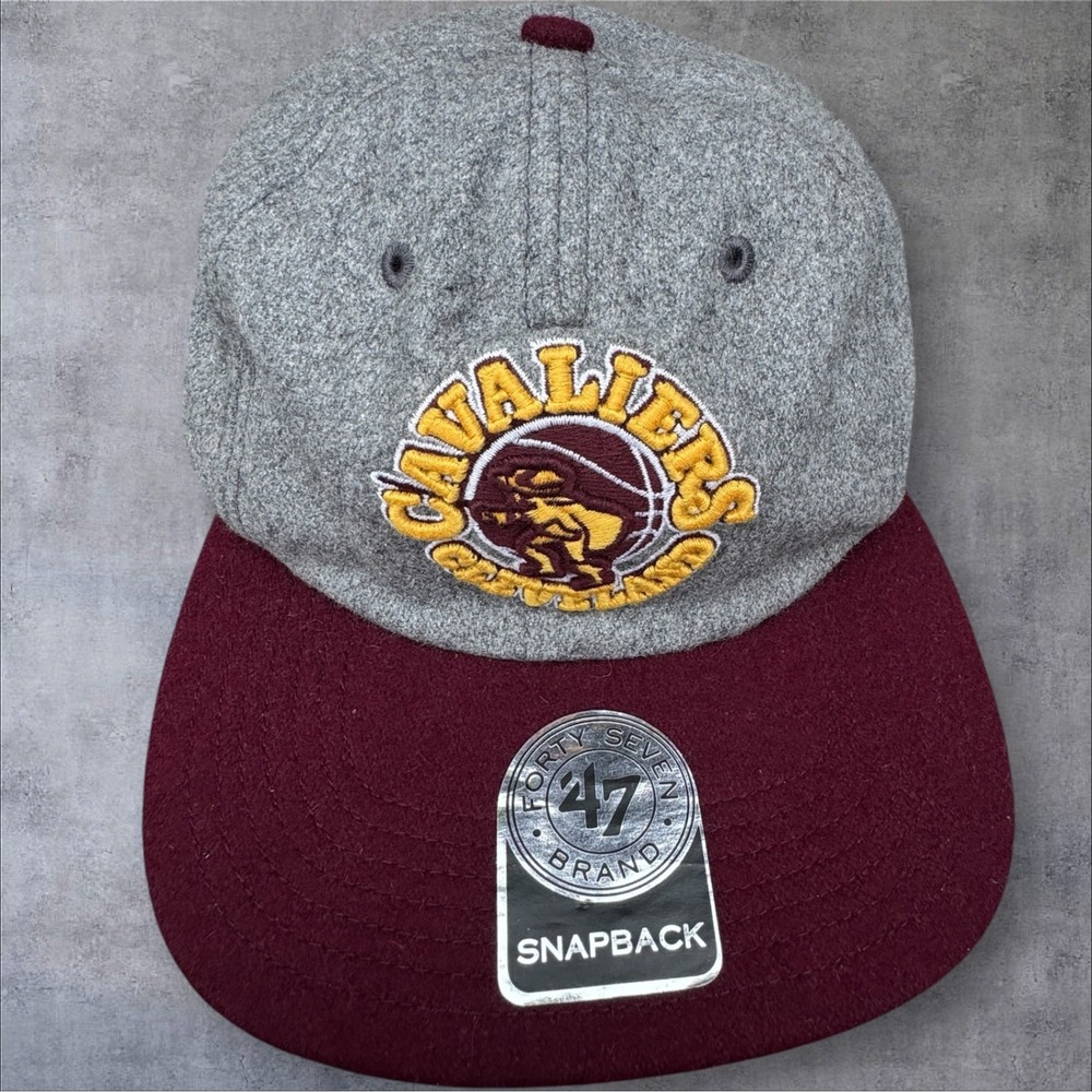'47 Brand Cleveland Cavaliers Snapback Hat One Size Gray Maroon Wool Blend